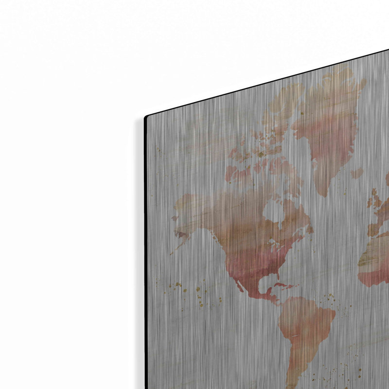 «Desert Blooms Abstract Map» par Laura Marshall, art mural en métal, H 12 po x l 16 po