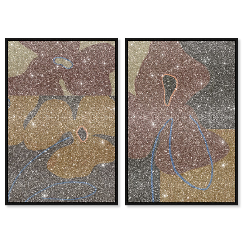 Moody Flowers Set Set by Oliver Gal, 55" H x 37" W, Black Floater Frame