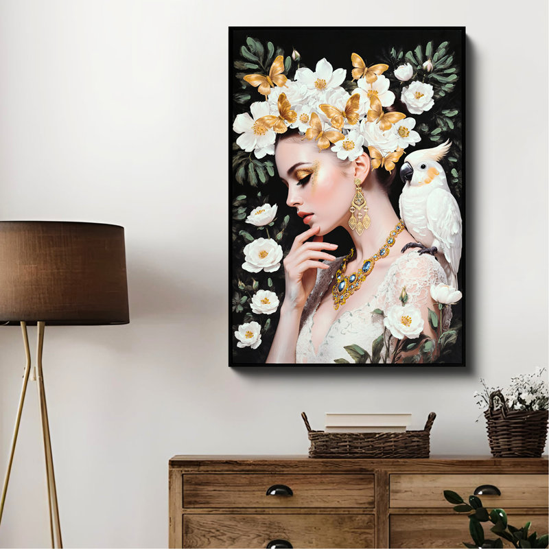 Toile à motif floral 24 x 36 pouces avec décoration murale imperméable pour salon et chambre à coucher