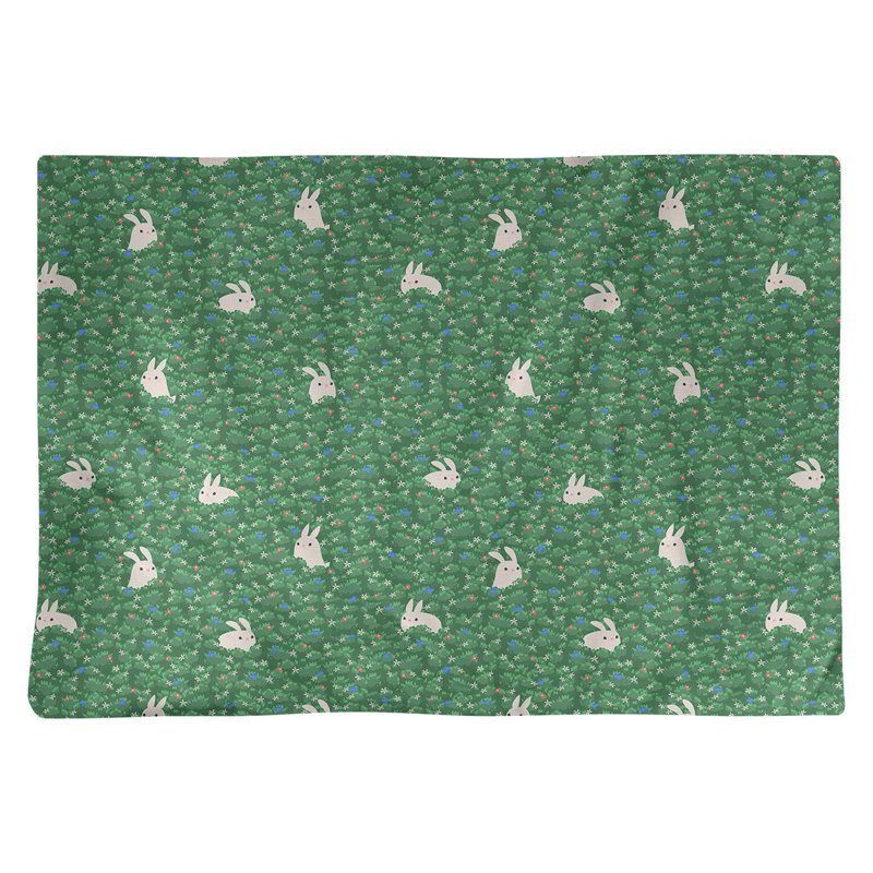 Napperon en coton 18 po Bunny Rabbit, Bleu / Rose