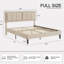 Structure de lit double Kempst, cadre de lit plateforme double rembourré avec tête de lit capitonnée à hauteur réglable, sommier robuste avec lattes de bois, aucun sommier requis, rangement sous le lit-63251646-62437390