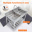 Évier utilitaire en acier inoxydable - 43 po x 25 po x 35 po, évier de cuisine commercial avec robinet coulissant, double cuve autoportante, support réglable à 3 niveaux, idéal pour le restaurant, l'atelier et la lessive
