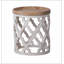 Grande table d'appoint 23 po blanche vieillie