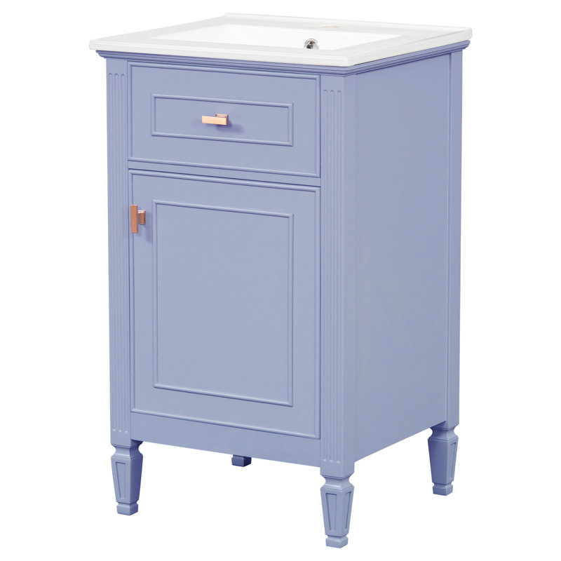 Meuble-lavabo simple 20 po avec comptoir en céramique 20 po, Mauve