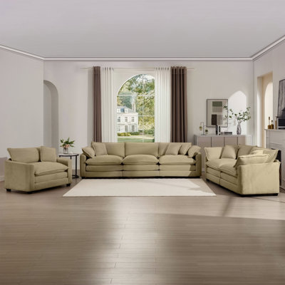 Canapé modulaire surdimensionné 3 pièces Canapé modulaire surdimensionné confortable, un canapé modulaire simple, un canapé à 2 places, un canapé à 3 places, siège à assise profonde en velours côtelé brun clair