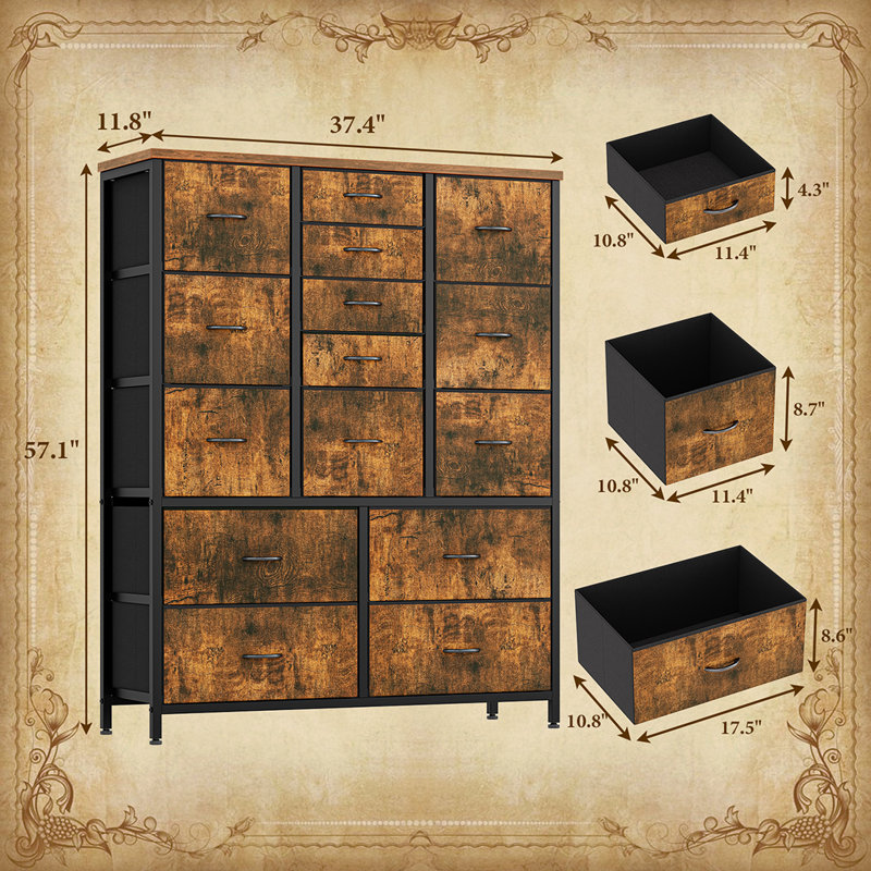 15 Drawer Storage Drawer, Brown/Black