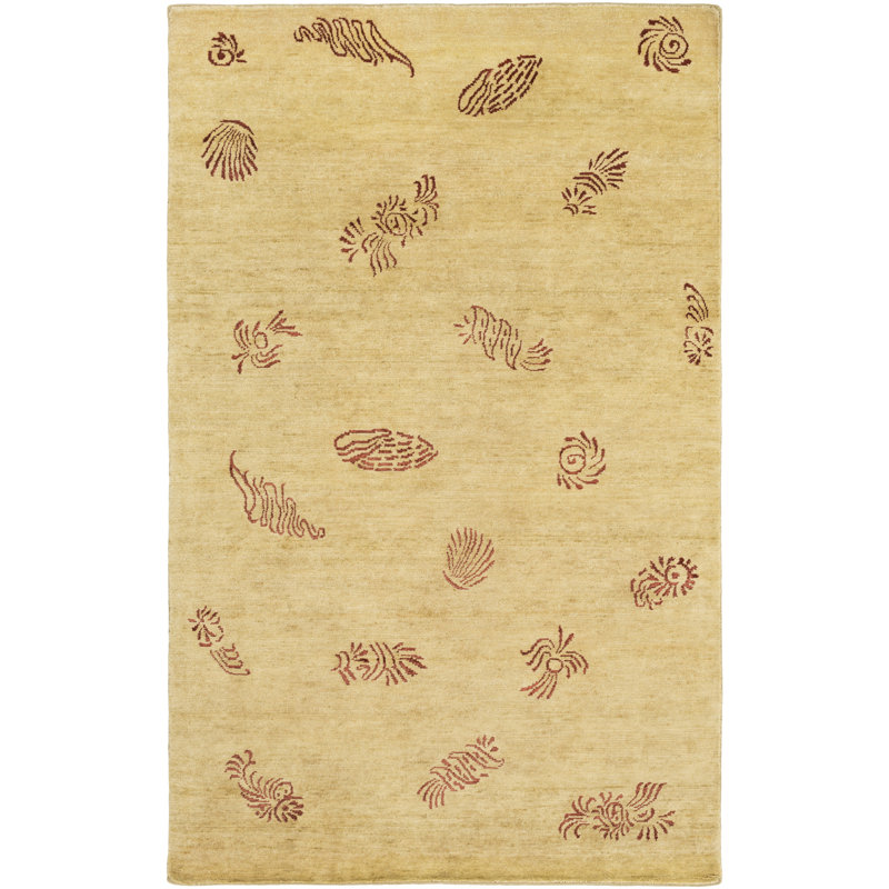 Tapis beige en laine noué à la main Howland, Rectangle 2 pi x 3 pi