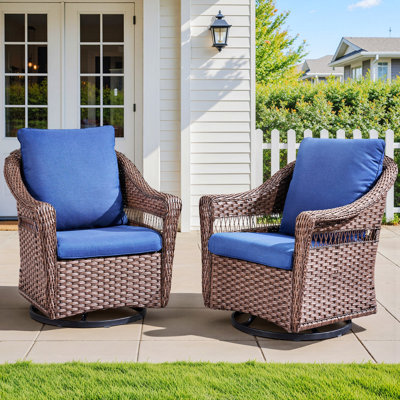 Chaise d'intérieur, ensemble de 2 chaises pivotantes d'extérieur, chaises de patio avec coussins pour le porche ou la cour