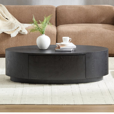 Table basse ovale de luxe moderne, panneau de fibres à densité moyenne avec finition mate et tiroir