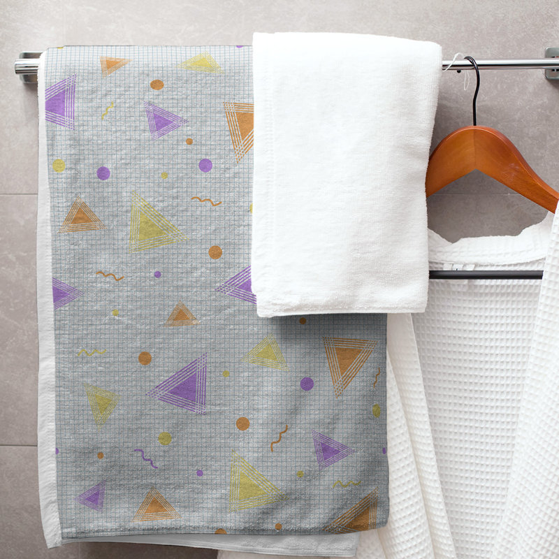 Serviette de bain rétro 90 ' ', Mauve/orange