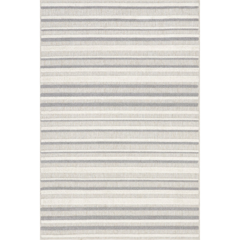 Abla Striped Machine Washable Area Rug, Rectangle 5'3" x 7'7"