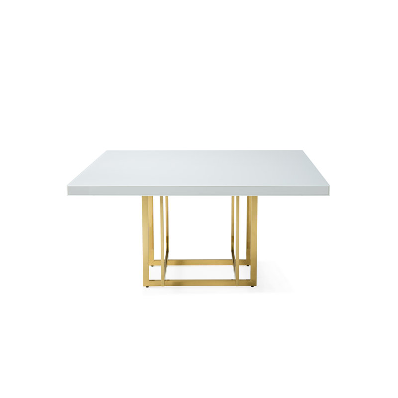 Newcomb Glass Top Metal Base Dining Table, Gold