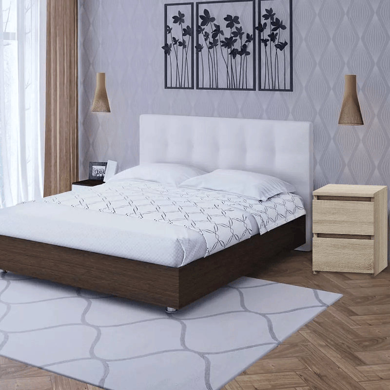 Delancey 40cm W Manufactured Wood Bedside Table, Beige