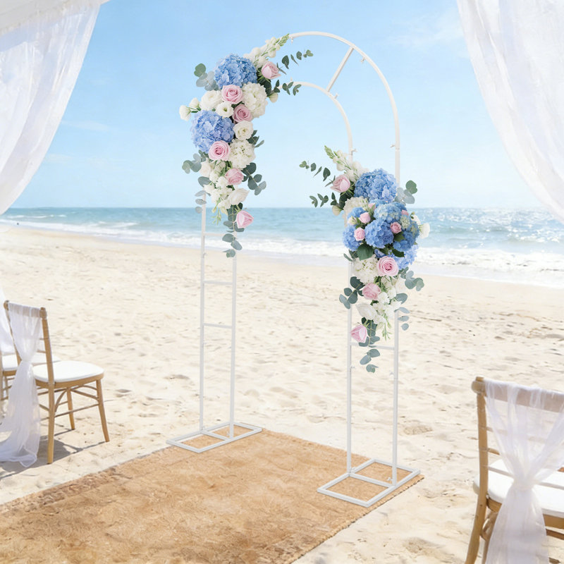 Support de décoration d'arche de mariage moderne de 7,2 pi pour décoration de fête, Blanc
