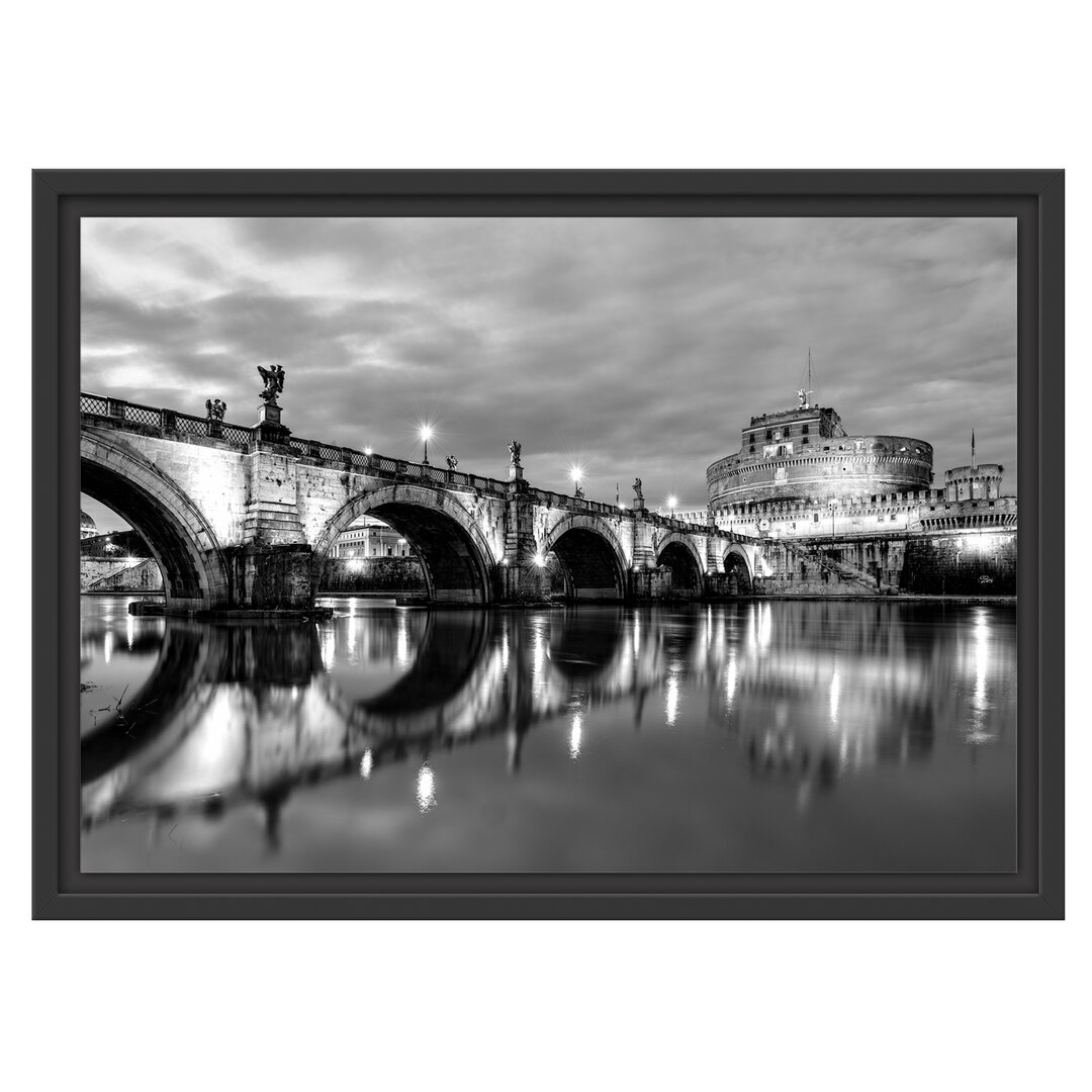 Gerahmtes Wandbild von S. Angelo-BrÃ¼cke B&W