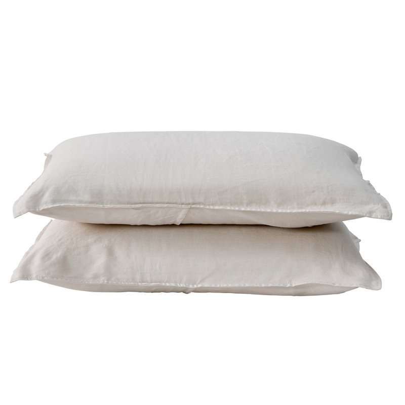 Sand Linen Euro Pillow Sham Set with Back Envelope Closure