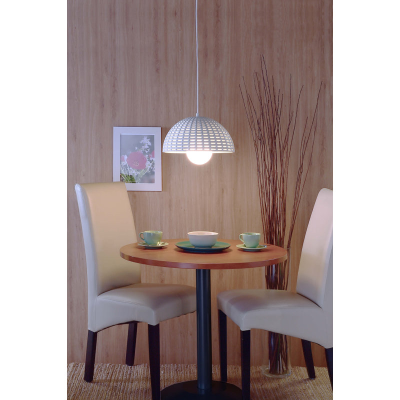 1 - Light White Dome Pendant, 17cm H x 34cm W x 34cm D