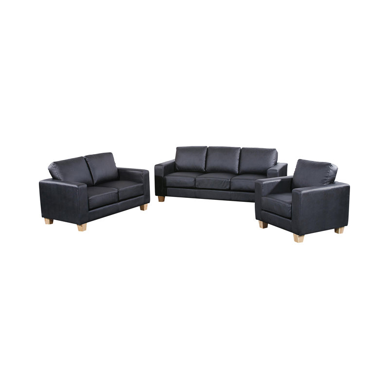 Peyton Faux Leather Sofa, Black