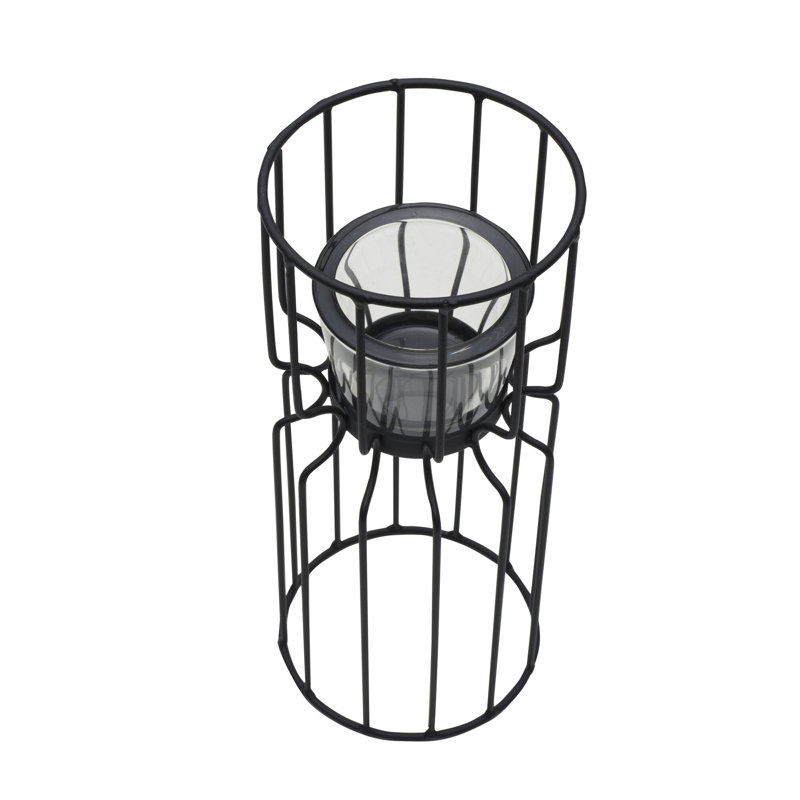 Black Metal Geometric Wire Cage Votive Candle Holder