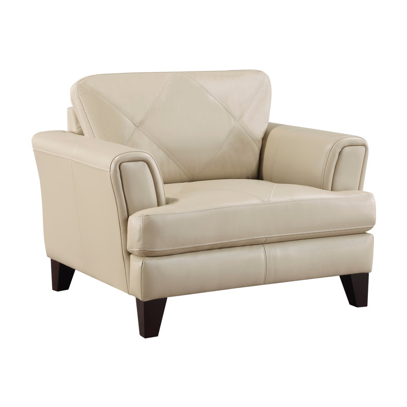 Fauteuil Bentall, Cuir véritable crème