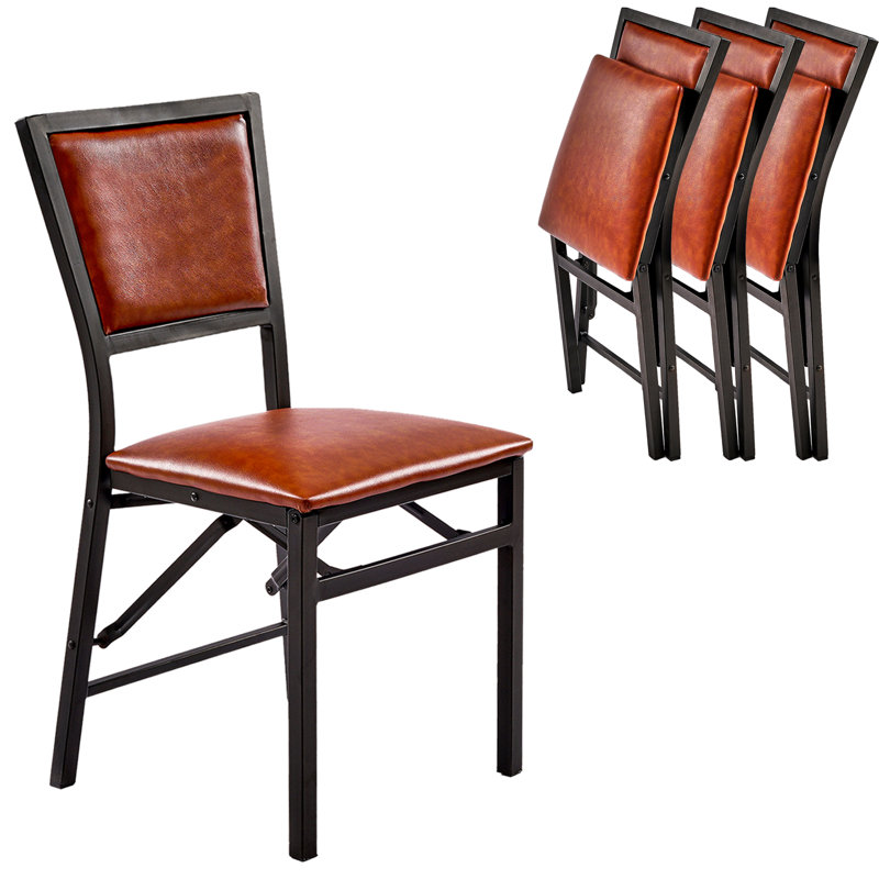 Ensemble de 4 chaises de salle à manger pliantes et rembourrées Ailse, Brun, Black