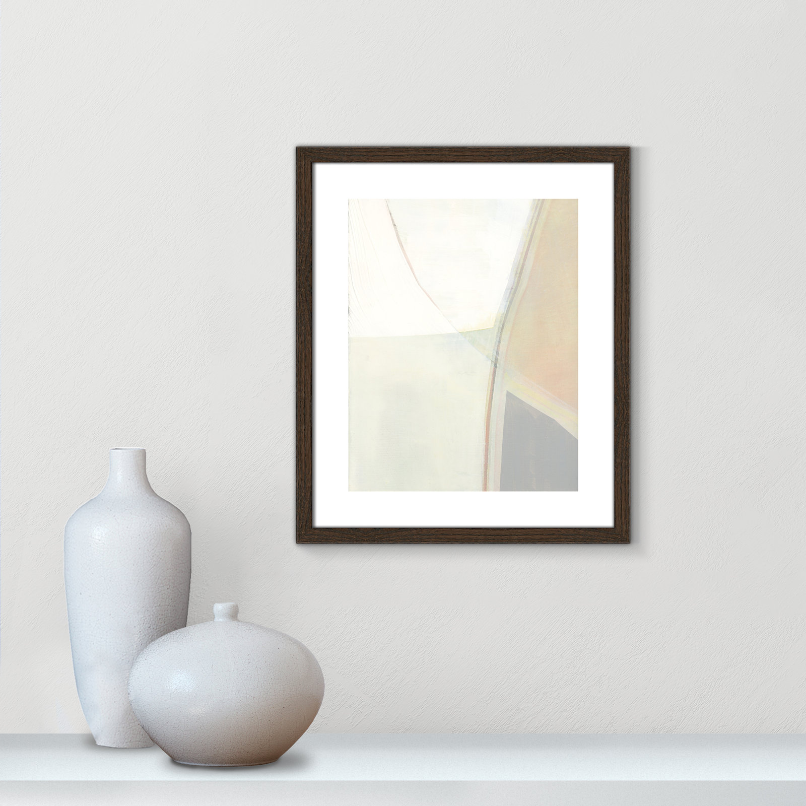 In Neutral II - Painting Print, Walnut Wood Framed Paper, 19" H x 16" W x 0.75" D
