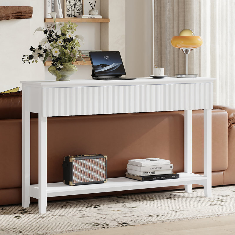 Console avec 3 tiroirs et tablette Valdemara, Blanc