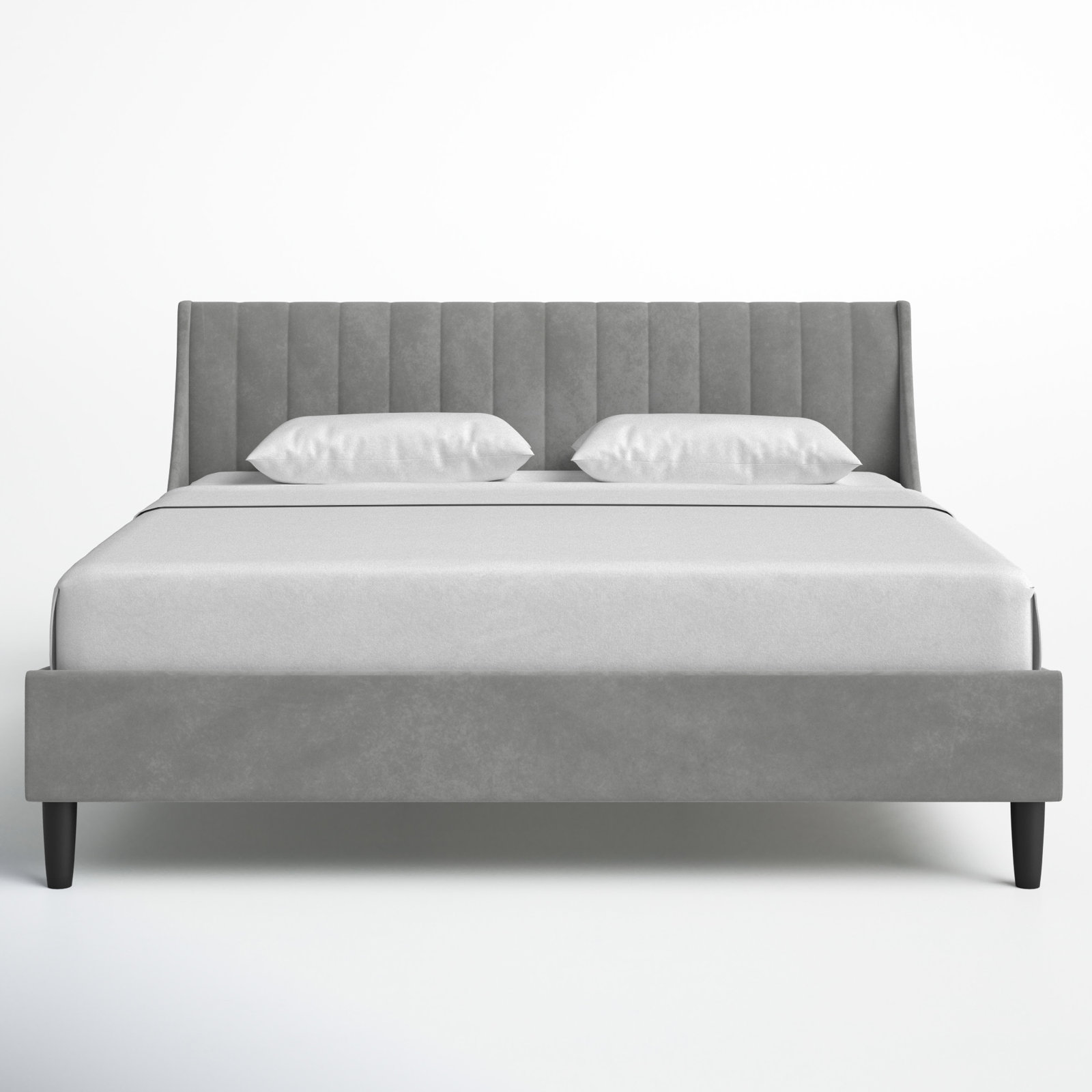 Helaina Velvet Upholstered Wingback Bed, California King, Opal Gray Velvet