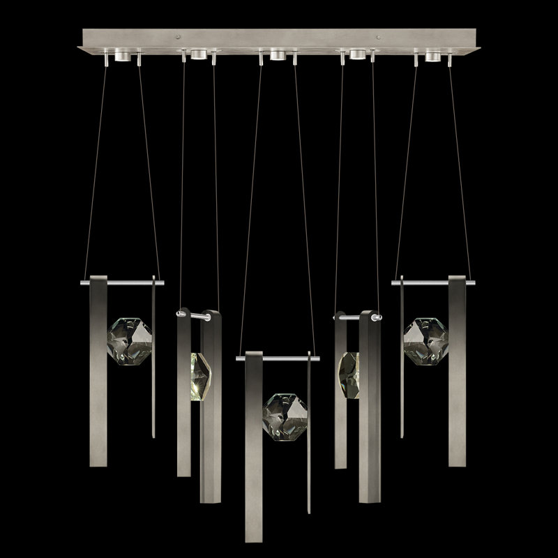 Luminaire suspendu linéaire l 43 po Aria 3, Argent ombré doux