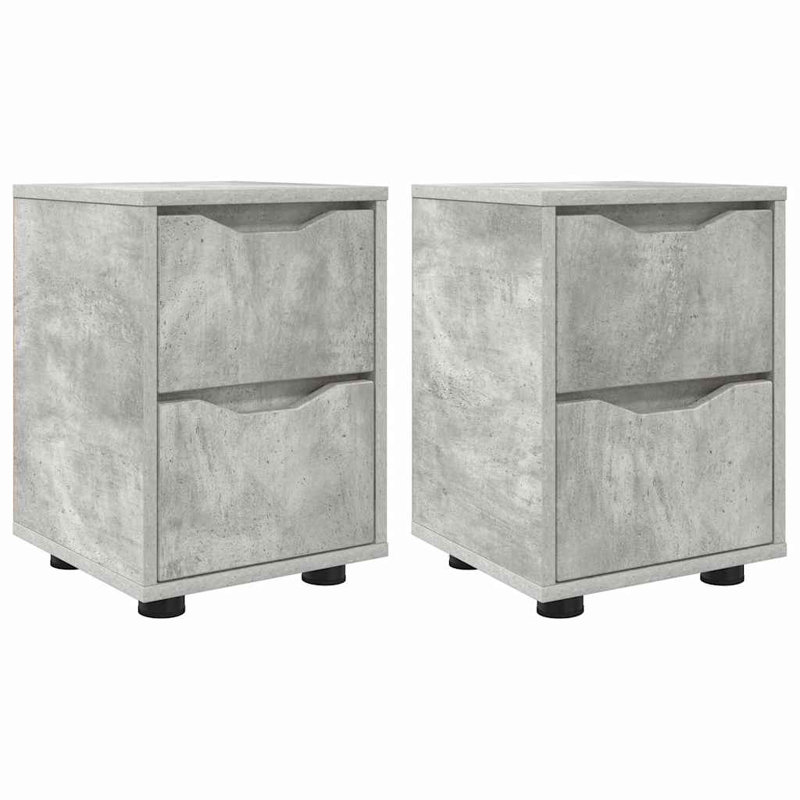 30.5cm W Manufactured Wood Bedside Table, Concrete Grey