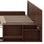Lit de jour double avec bureau amovible, structure de lit de jour en bois avec tiroirs de rangement et table d'appoint hydraulique-926369150