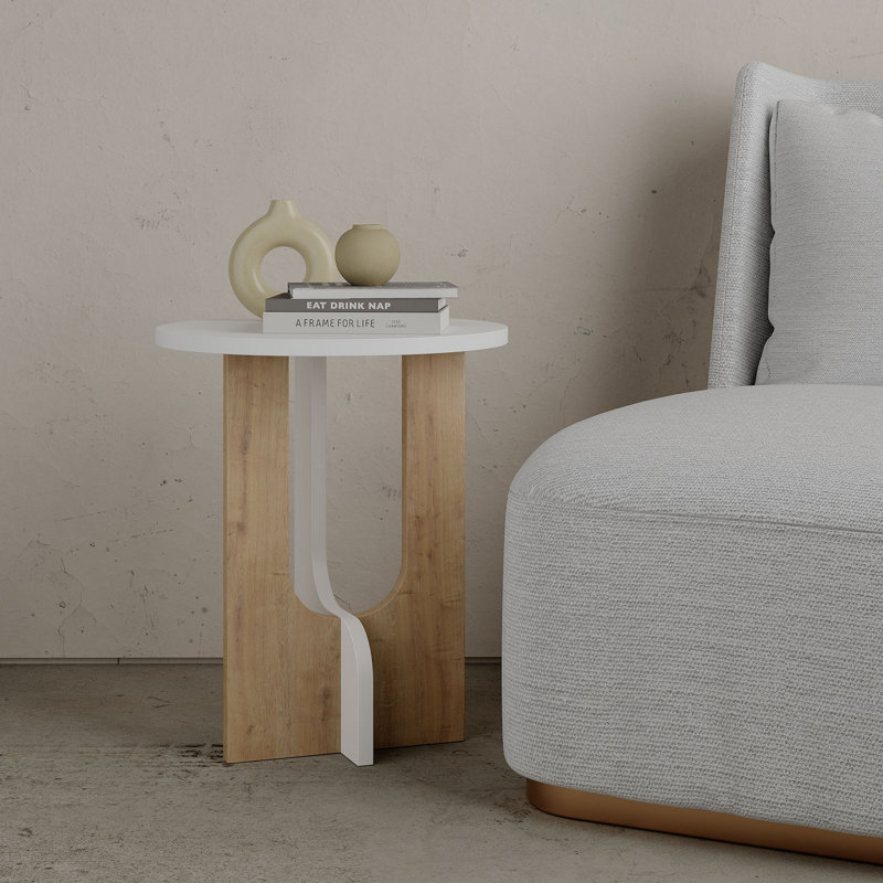 Table de bout Cassandria, Naturel, Blanc