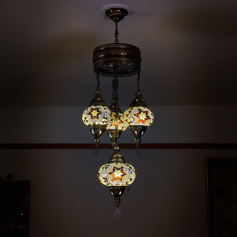 Karlie 4 - Light Bronze Cluster Pendant, Brown/Amber