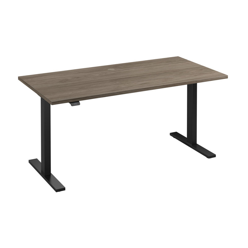 Move 60 Series Adjustable Metal Base Standing Desk, Oak/Black, 48" H x 48" W x 29.37" D