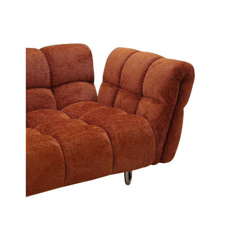 Canapé modulaire 2 pièces Jacinda, Polyester orange brûlé, Accoudoir à gauche (vu de face)