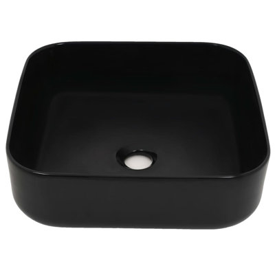 Lavabo carré en céramique noir 15 po x 15 po x 5,3 po