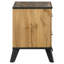 Table de chevet avec 2 tiroirs, pieds en métal et bois de pin brun vieilli Wemy
