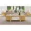 Table basse ovale en bois d'hévéa naturel 47 po avec 1 tablette et 2 portes de rangement ouvertes pour le salon, style contemporain