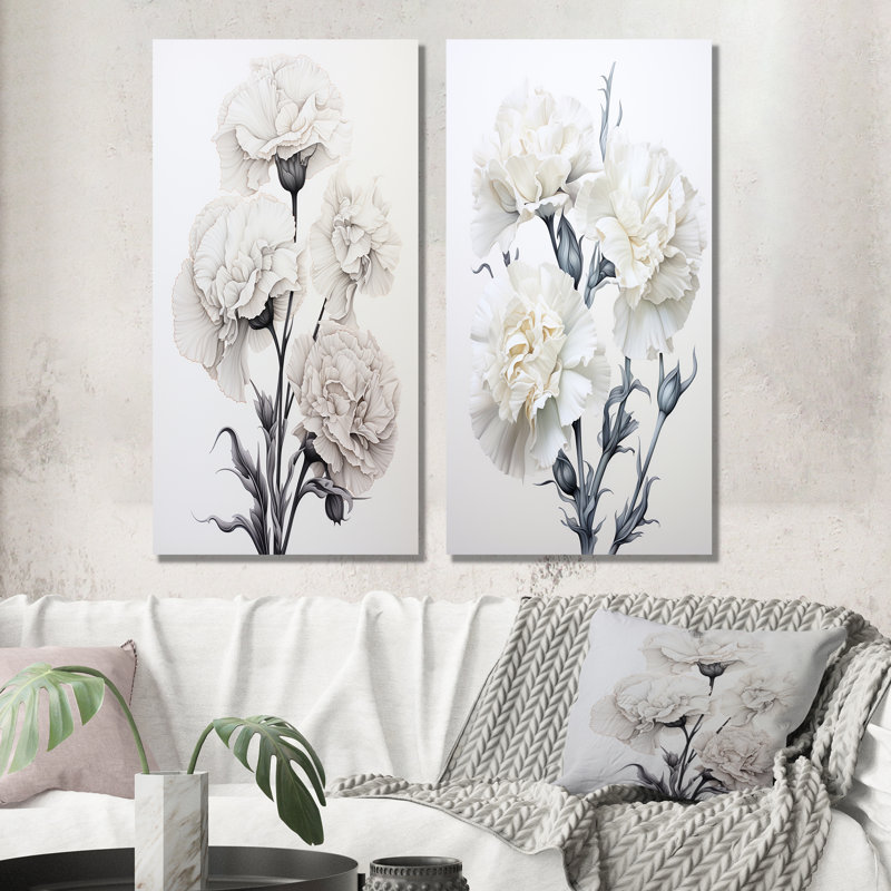 Oeillets monochromes minimalisme - œillets, ensemble de 2, H 40 po x l 41 po, Toile tendue