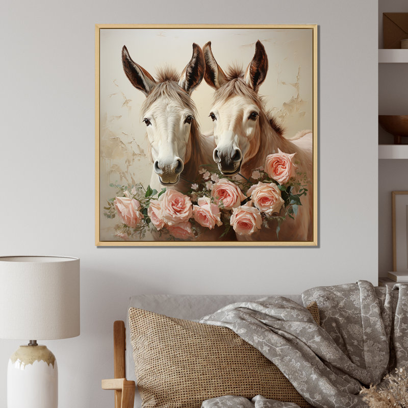 Illustration rétro d'un âne brun II - âne, art mural, White Picture Framed, 16" H x 16" W