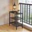 Table d'appoint étroite à 3 niveaux avec tablettes réglables, structure en métal robuste et plateau en bois pour les petits espaces, le salon, la chambre à coucher ou le couloir, facile à assembler