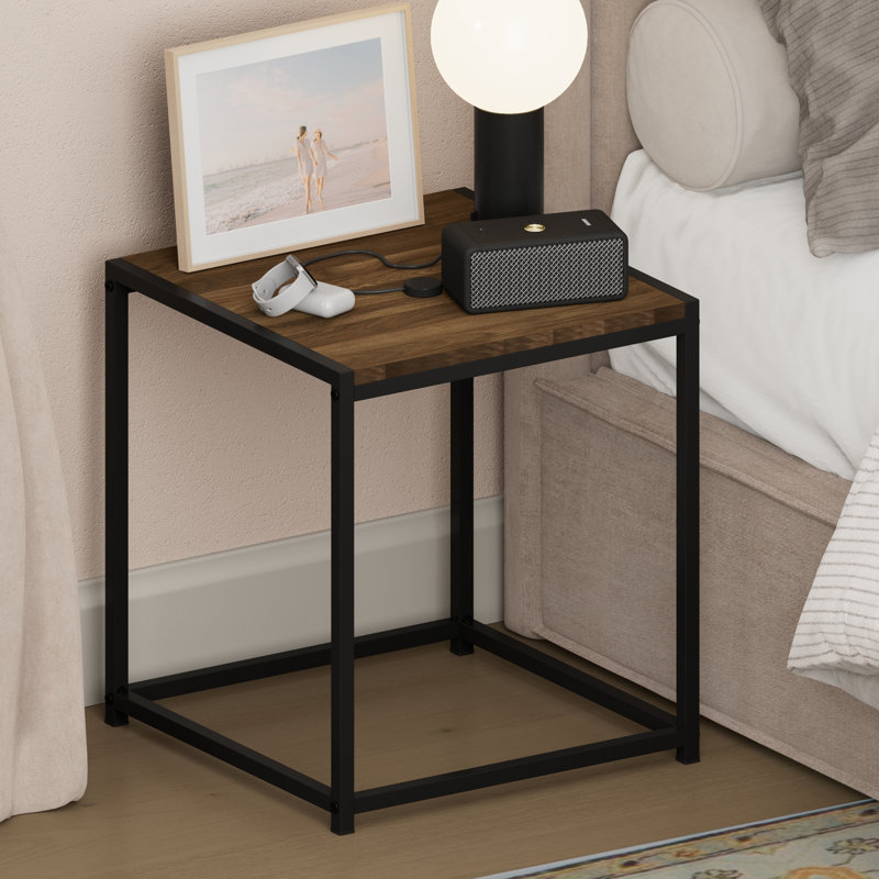 Table de chevet Camnus, table de chevet à structure en métal, table d'appoint sans outils, table de bout, table de chevet, pour salon, chambre à coucher, noyer Columbia