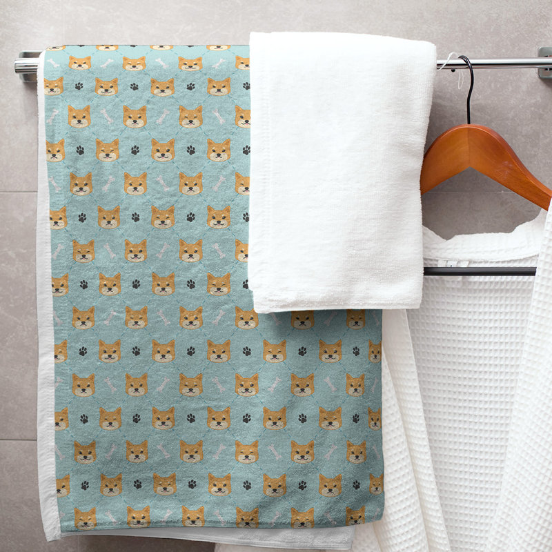 Serviette de bain Shiba Inu, sarcelle