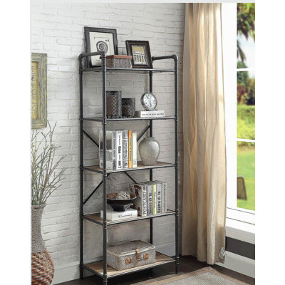 Antique Oak & Sandy Gray Finish Bookshelf