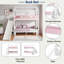 Lit superposé en forme de maison avec escalier de rangement, tablettes de présentation et glissade-160317975