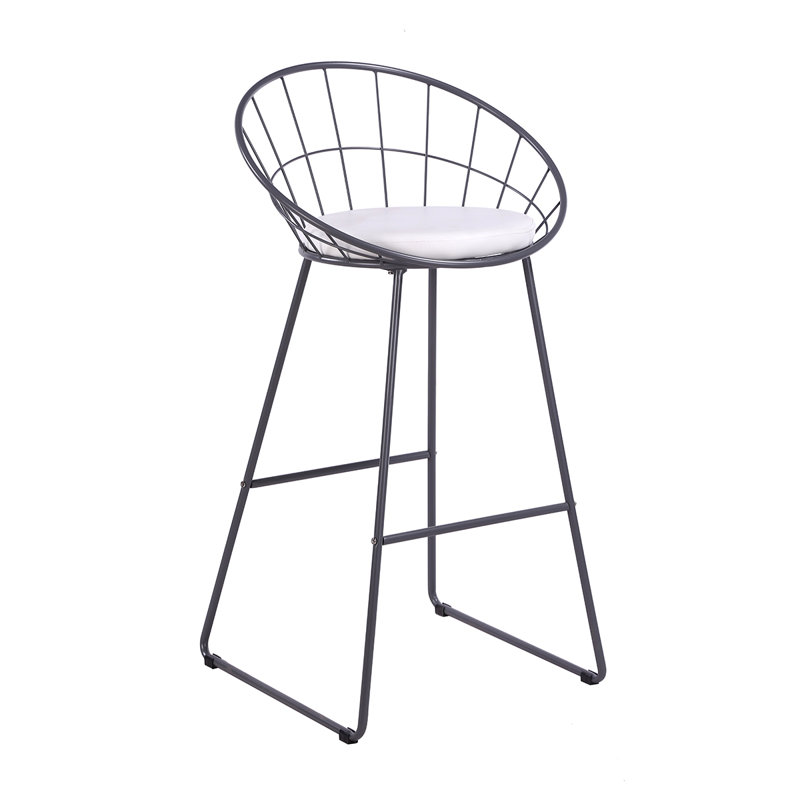 Alize Upholstered Counter Stool, Gray/White, Bar Stool (29.5" Seat Height)