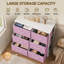 Commode double 6 tiroirs, commodes de rangement en tissu avec bacs en tissu, commode-640990111
