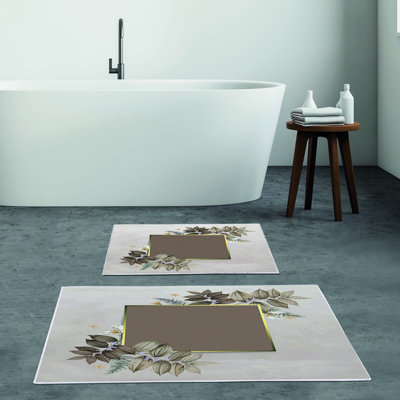 Luxurious Bathmat Set (2 Pieces), 100% Polyester, Non-Slip, Antibacterial | Dimensions: 19.7 x 23.6 inches & 23.6 x 39.4 inches | Ultra-Absorbent, Easy Clean Fabric, Machine Washable at 86°F | Perfect for Bathroom or Spa
