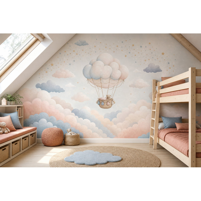 Décoration murale en forme de montgolfière, 100 po x 96 po, Non tissé