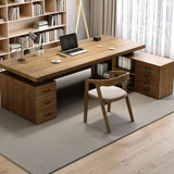 Light Walnut Color L-Shaped Solid Wood desks